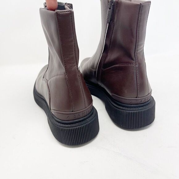 Franco Sarto A-Jinta Faux Leather Brown Lug Combat Boot Booties Size 10 - Picture 5 of 6